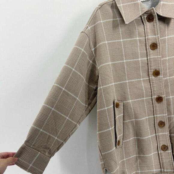 Moussy Tan Plaid Chore Shirt Jacket Oversized - Picture 3 of 7